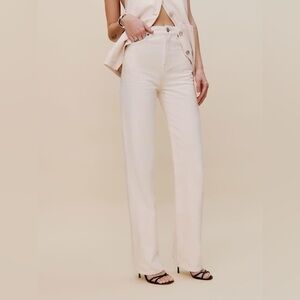 REFORMATION Wilder High Rise‎ Wide Leg Ivory Jeans Size 25